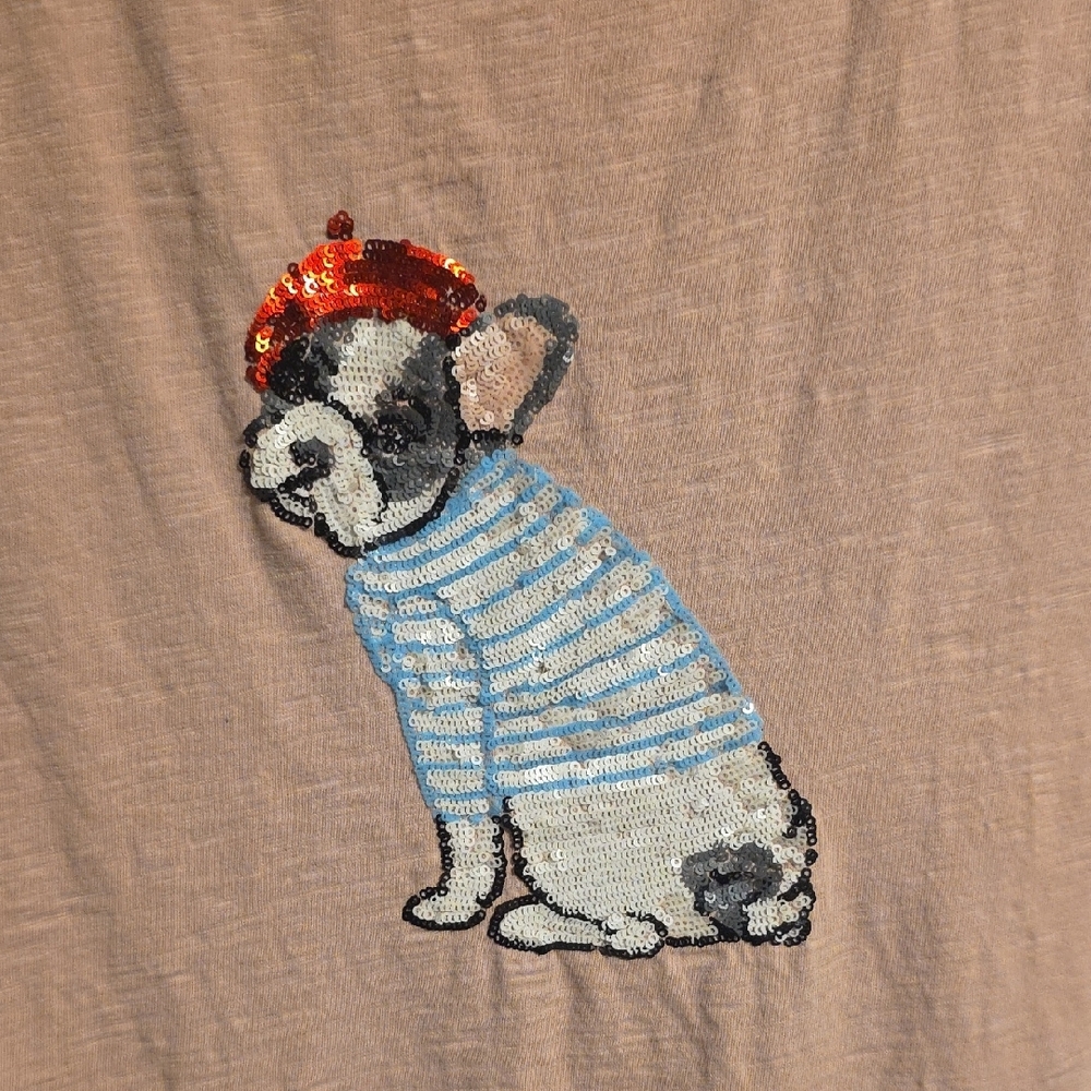 Talbots Sequin French Bulldog Teep i - Picture 3 of 5